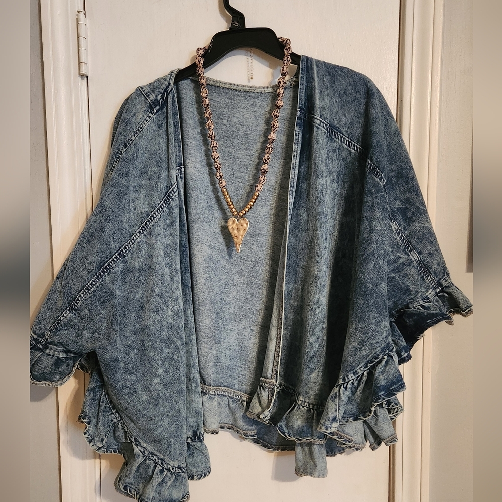 Denim Shrug/poncho fits Large/XL